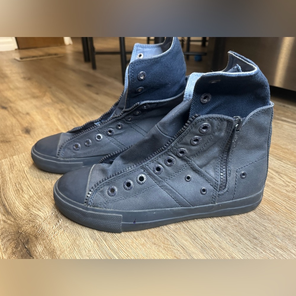 LEVIS 514751-U90 Zip High Top Men’s Navy Mono Canvas Skate Hi-Top Sneakers 8